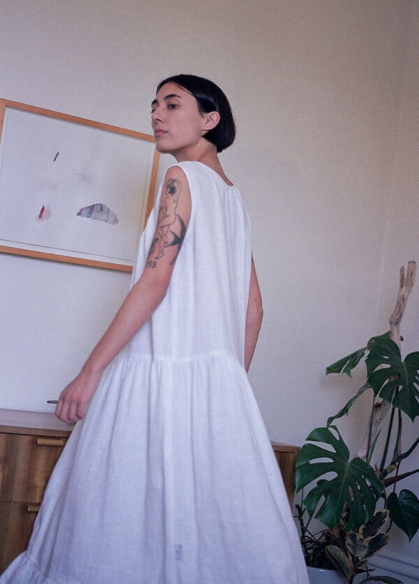 Ruffled hem linen MAXI dress | Dress | Sustainable clothing | ManInTheStudio
