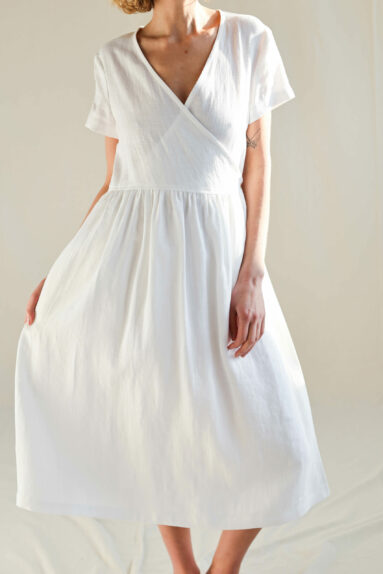 White linen wrap dress | Dress | Sustainable clothing | ManInTheStudio