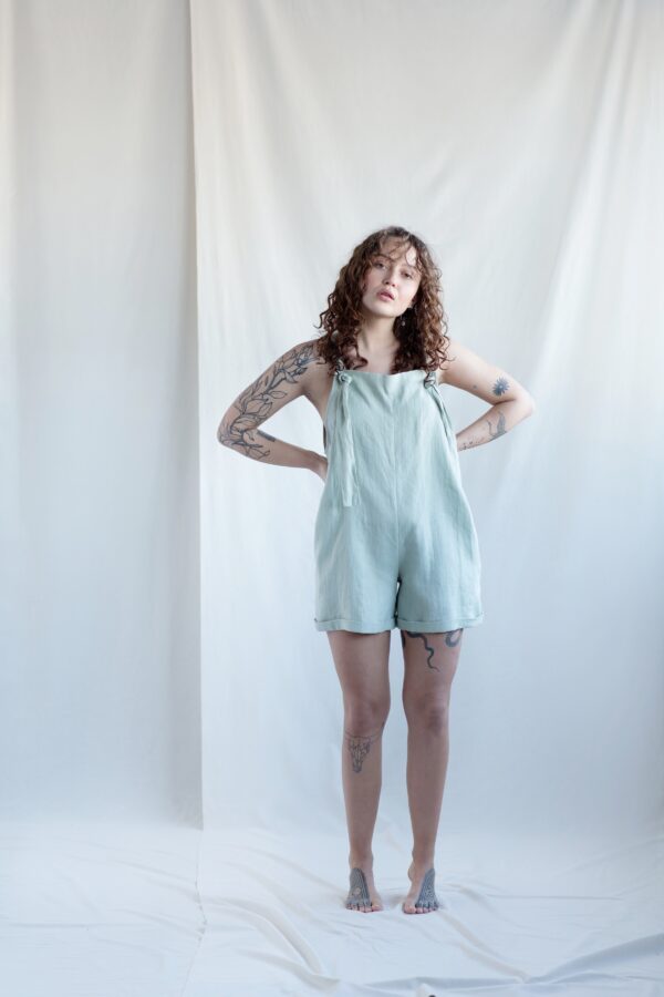 Tie strap linen playsuit | Jumpsuits | Sustainable clothing | ManInTheStudio
