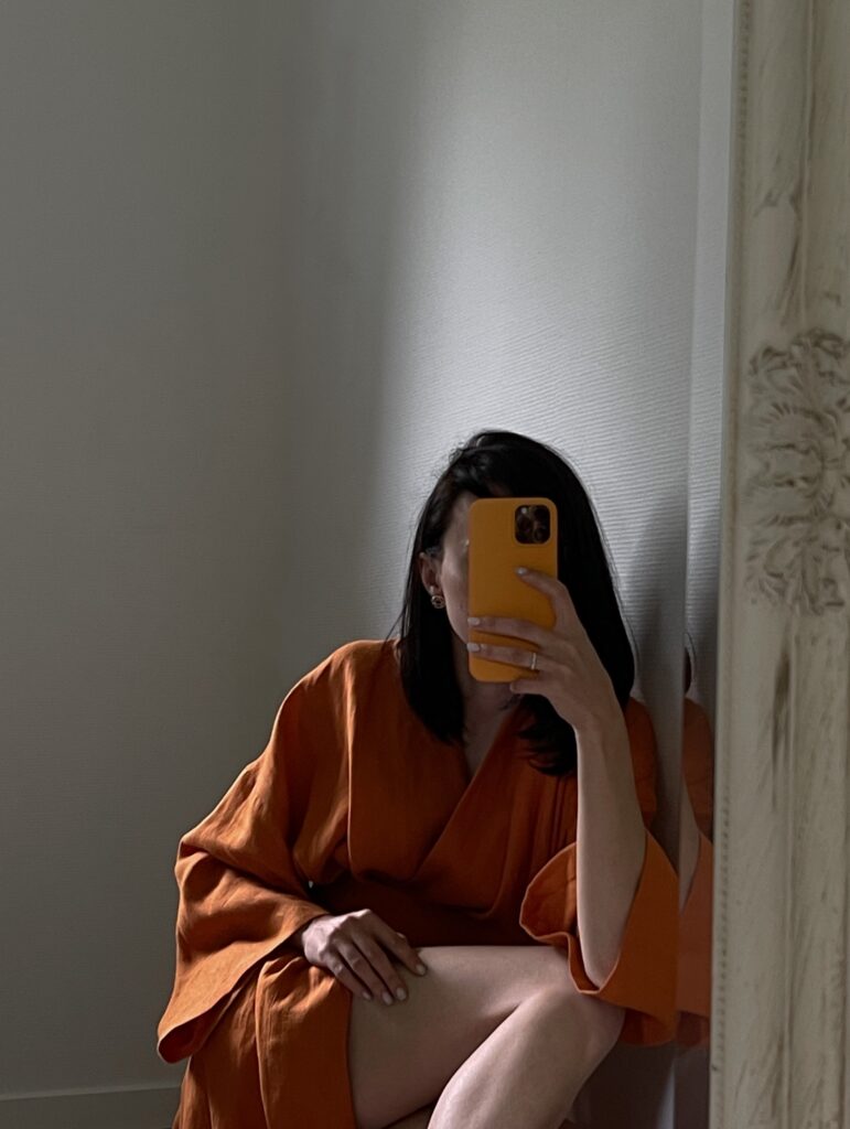 LONG LINEN KIMONO STYLE LOUNGEWEAR ROBE