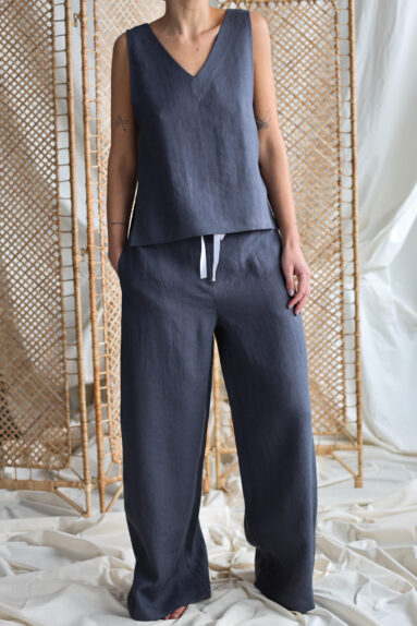 Linen women's top and trousers elegant summer suit