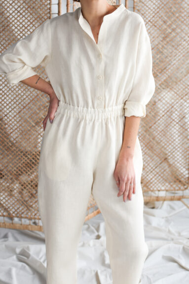 Ivory linen long sleeve boilersuit | Jumpsuit | Sustainable clothing | ManInTheStudio