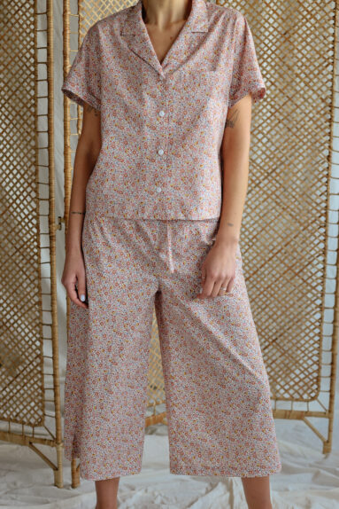 Floral cropped leg culottes with slits and patch pockets​ | Dress | Sustainable clothing | ManInTheStudio
