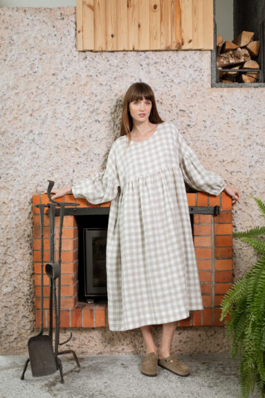 Linen oversized dropped shoulders dress