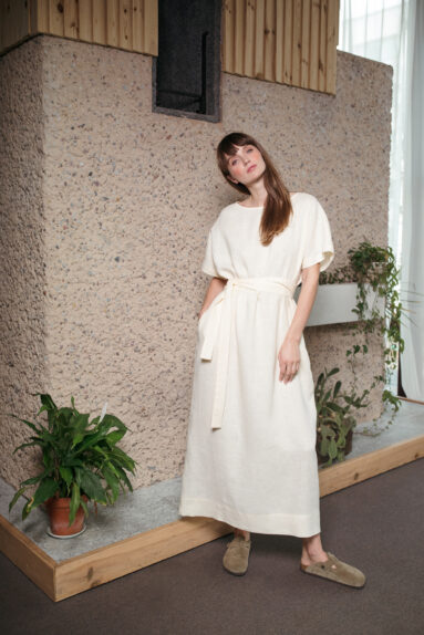 Maxi linen kimono style dress