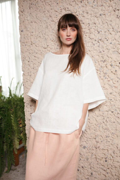 Oversized white linen blouse