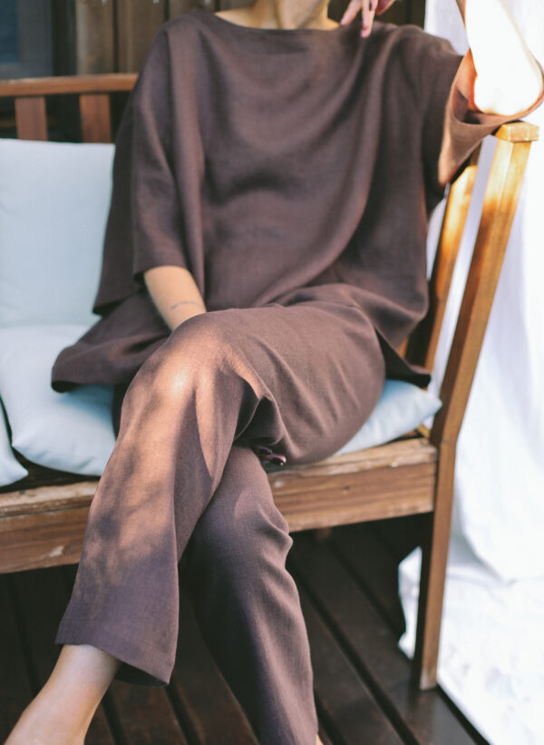 Linen pull on tapered trousers | Trousers | Sustainable clothing | ManInTheStudio
