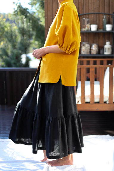 Linen elasticated waist ruffled hem Maxi skirt | Skirt | Sustainable clothing | ManInTheStudio