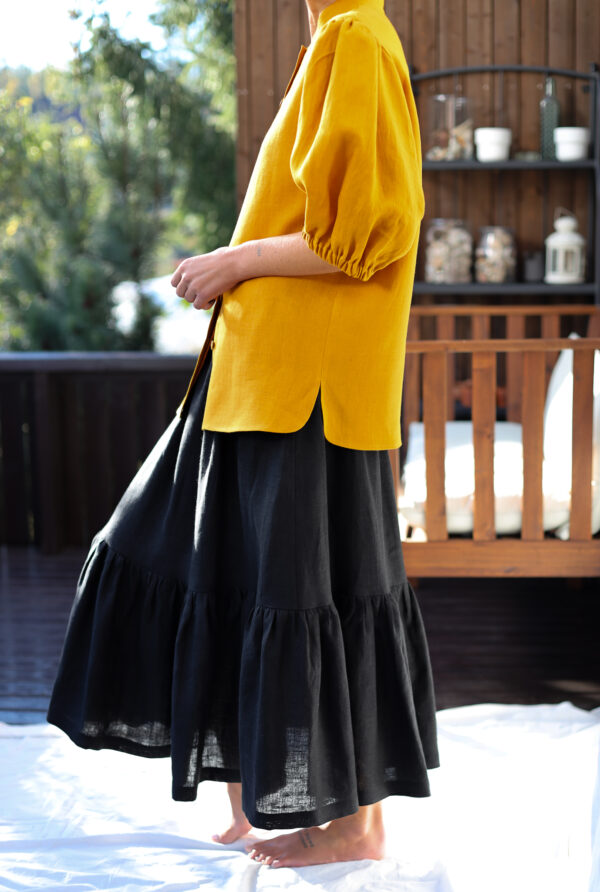 Linen elasticated waist ruffled hem Maxi skirt | Skirt | Sustainable clothing | ManInTheStudio