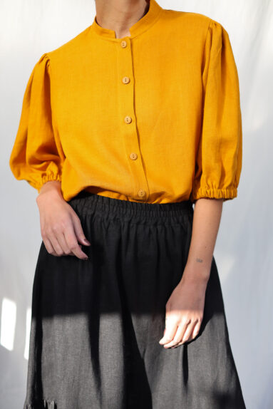 Elegant front button stand collar top | Top | Sustainable clothing | ManInTheStudio
