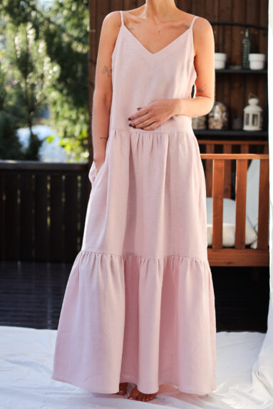 Linen tie straps summer dress maxi dress​​​ | Dress | Sustainable clothing | ManInTheStudio