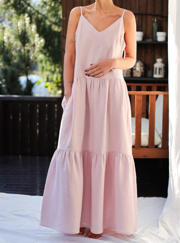 Linen tie straps summer dress maxi dress​​​ | Dress | Sustainable clothing | ManInTheStudio
